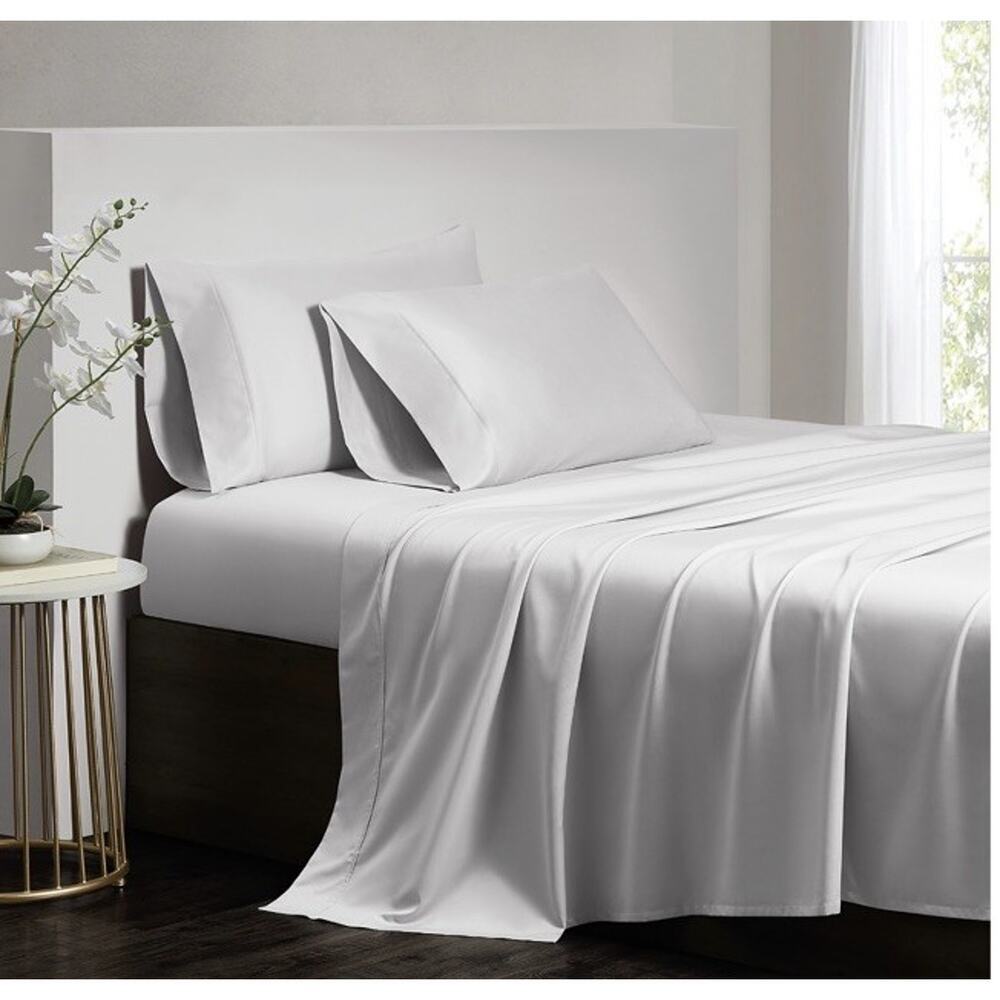 Donna Karan Luxe Egyptian Giza Cotton King Flat Sheets Platinum NEW